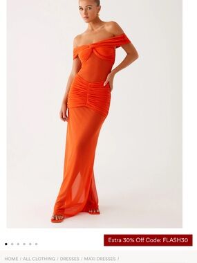Peppermayo Charming Off Shoulder Maxi Dress - Orange